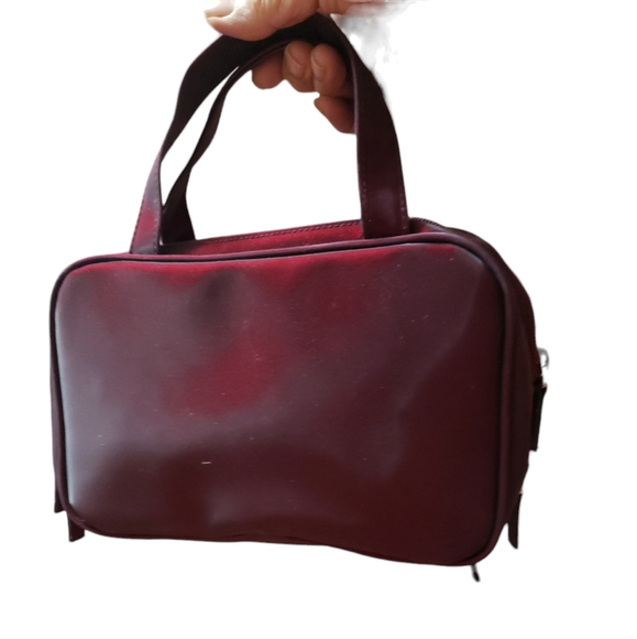 Avon Cosmetic Makeup Bag Travel Case Multi-Compartment Maroon Zipper Closures - Picture 1 of 14